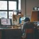 Designer working at a desk in an architecture studio