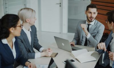 Human resources professionals meeting in a modern office