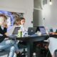 Marketing team working together in an office