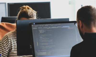 Software testing and QA professionals working with computers