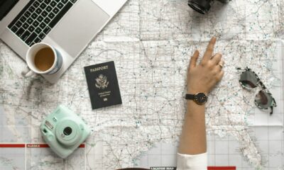 Travel professional planning a journey using a map