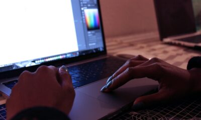 UX and UI designer working on a computer